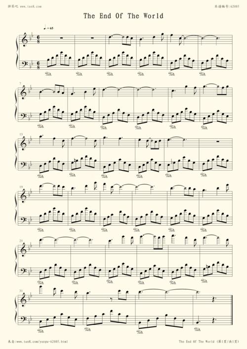 钢琴谱 - the end of the world(片段)