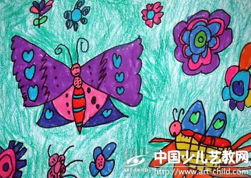 儿童画花花蝴蝶飞少儿画苑第21届国际少儿书画大赛获奖作品