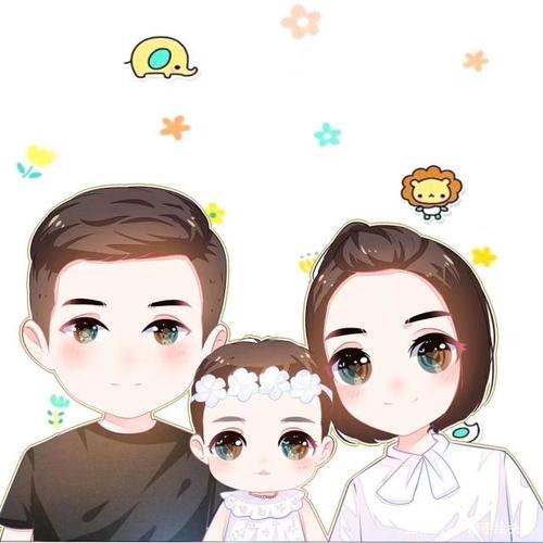 感受美好,一家三口,四口头像,微信全家福图片