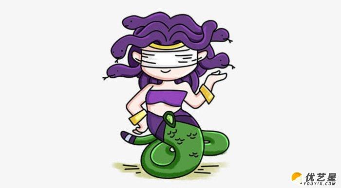 美女蛇美杜莎怎么画 美杜莎简笔画画法 美杜莎卡通画绘画教程