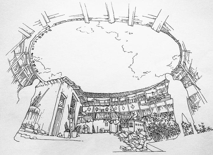 漳州——土楼|纯艺术|绘画|h志坚 - 原创作品 - 站酷