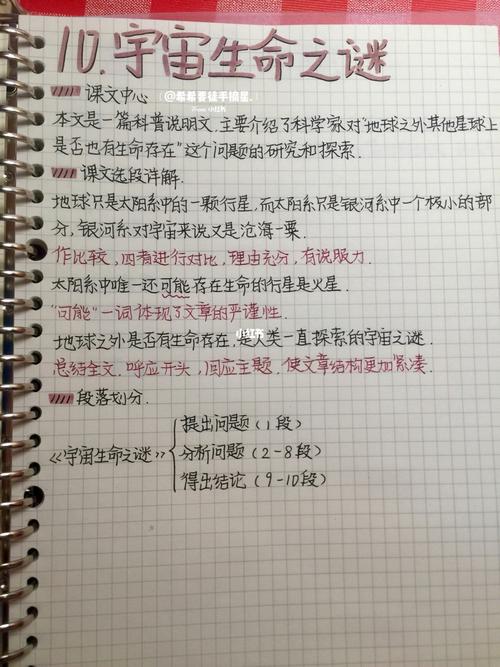 六年级上册语文笔记宇宙生命之谜_语文笔记_教育_小学