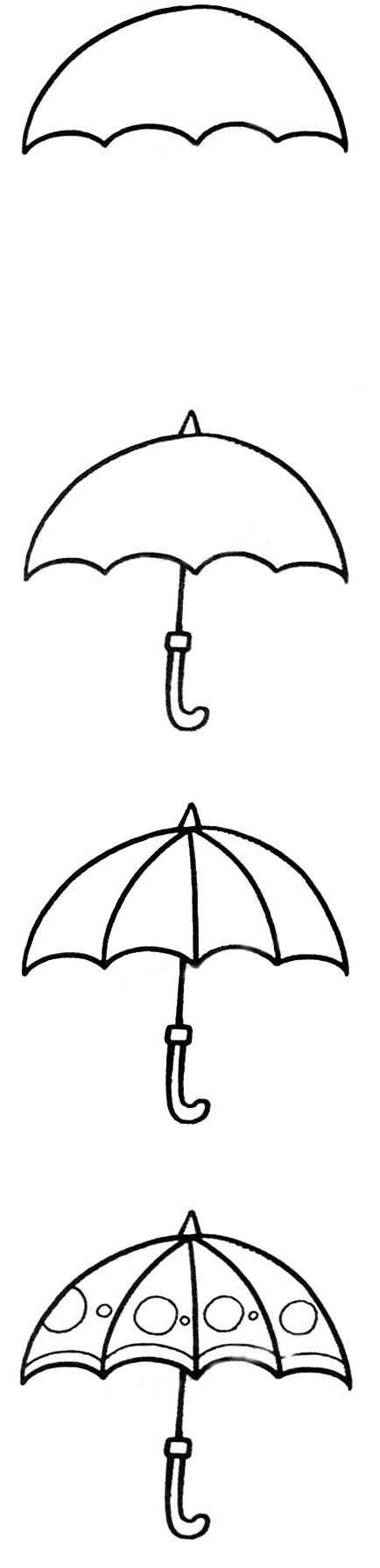 漂亮小花伞简笔画怎么画画法步骤简单好看涂颜色