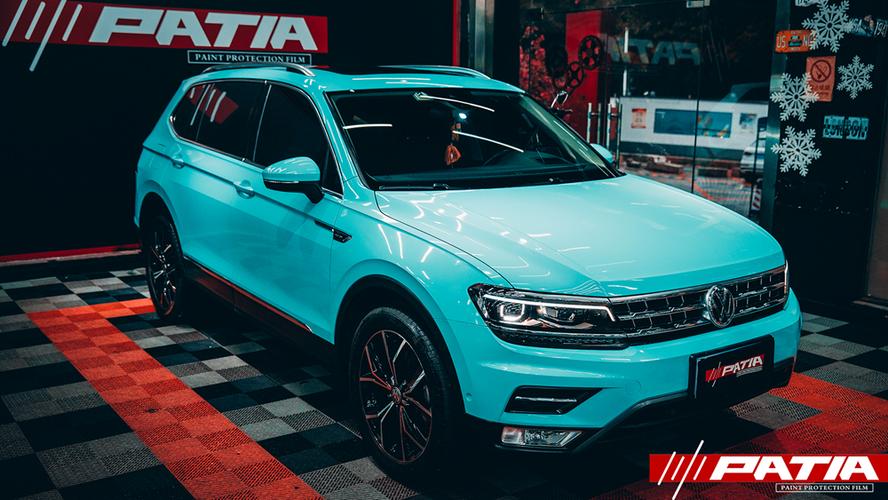 南昌汽车改色贴膜大众途观l蒂芙尼蓝改色贴膜成品图