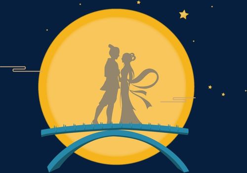 七夕手绘牛郎织女插画