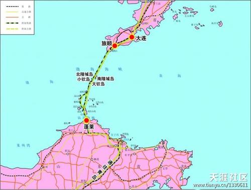 蓬莱大连海底隧道 大连至烟台海底隧道线路图 大连蓬莱海底隧道进展