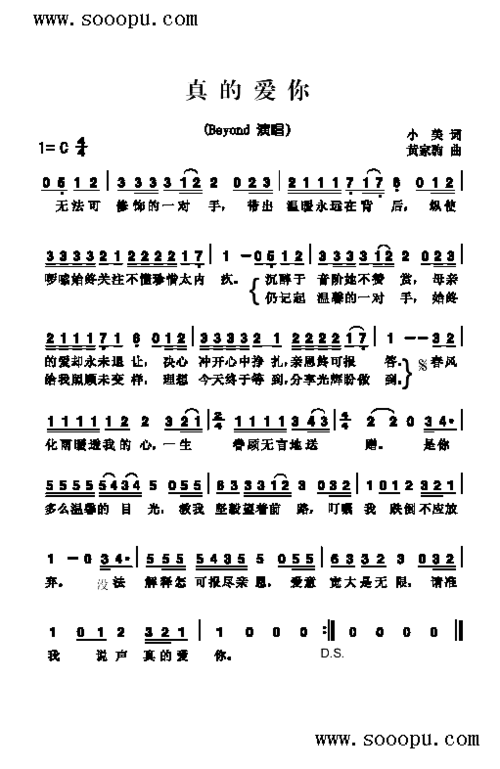 真的爱你歌曲类简谱