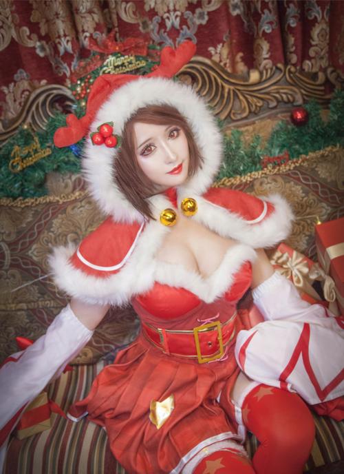 王者荣耀貂蝉圣诞恋歌皮肤cosplay,温柔可人,活泼可爱