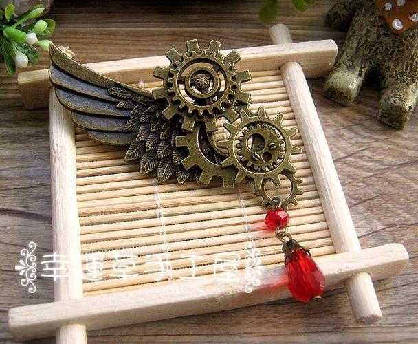 top 独家天使翅膀复古手工胸针领针胸花蒸汽朋克个性齿轮机械男女款