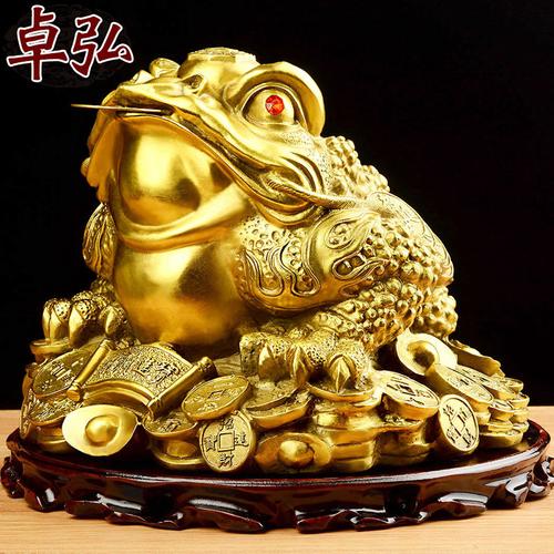 纯铜金蟾招财摆件金蝉旺财店铺开业礼品三足蟾蜍家居风水装饰摆件