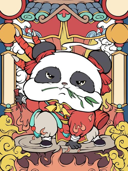 手绘可爱国潮熊猫插画ipad绘画带过程_插画_熊猫_ipad