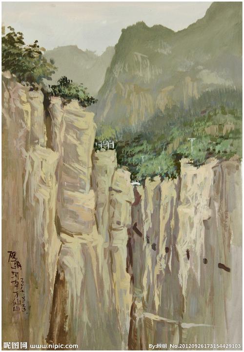 山崖人家设计图__绘画书法_文化艺术_设计图库_昵图网