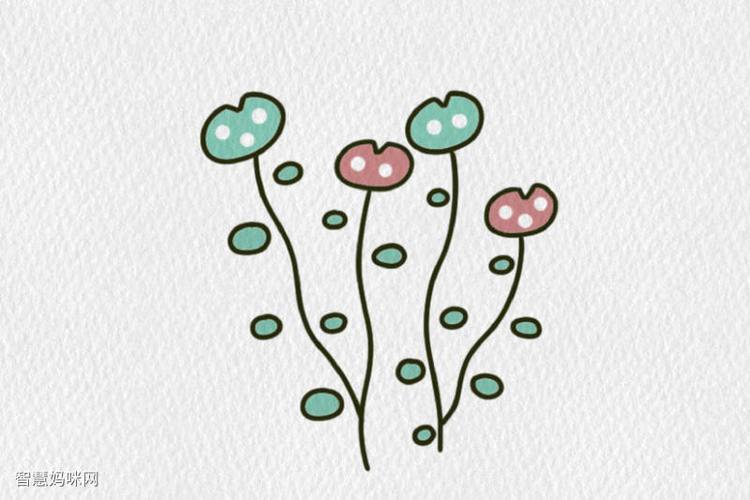 小清新彩色花朵简笔画