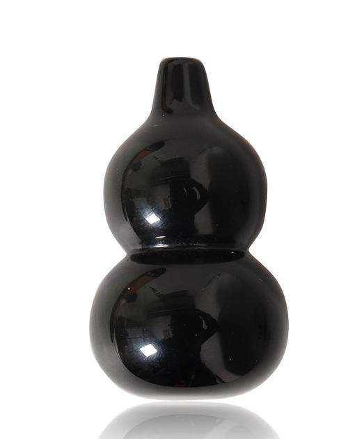 中性黑色天然黑曜石葫芦摆件