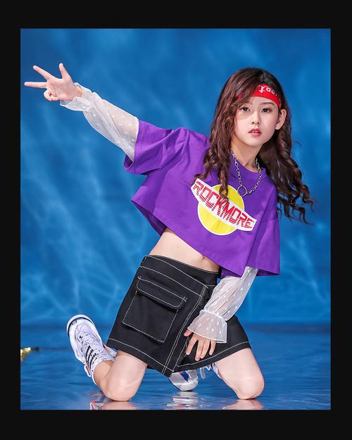 女童街舞套装儿童夏季露脐装小学生hiphop走秀表演服