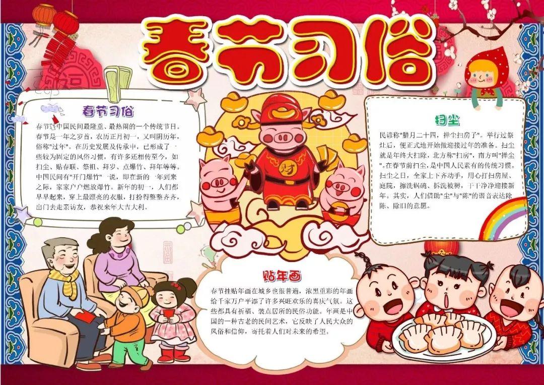 超实用春节手抄报合集假期陪孩子动动手吧