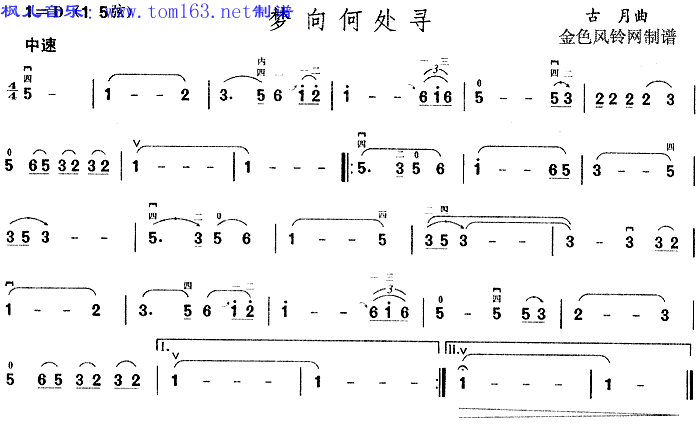梦向何处寻二胡曲谱/简谱