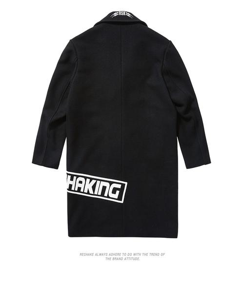 d马克华菲型格17冬潮长款呢大衣男刺绣印花风衣外套_7折现价999元