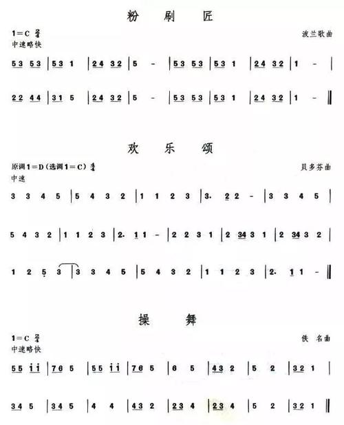 24孔复音口琴考级一级曲谱大全