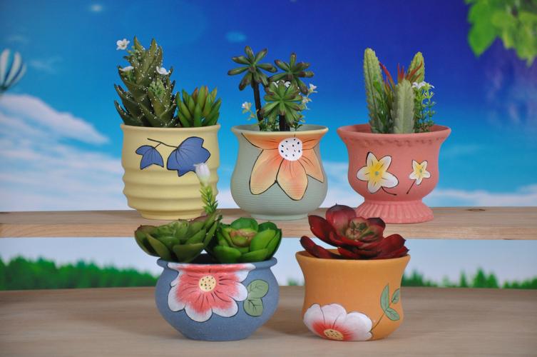 直销迷你陶瓷花盆 创意多肉花盆 工艺品摆件 园艺立体