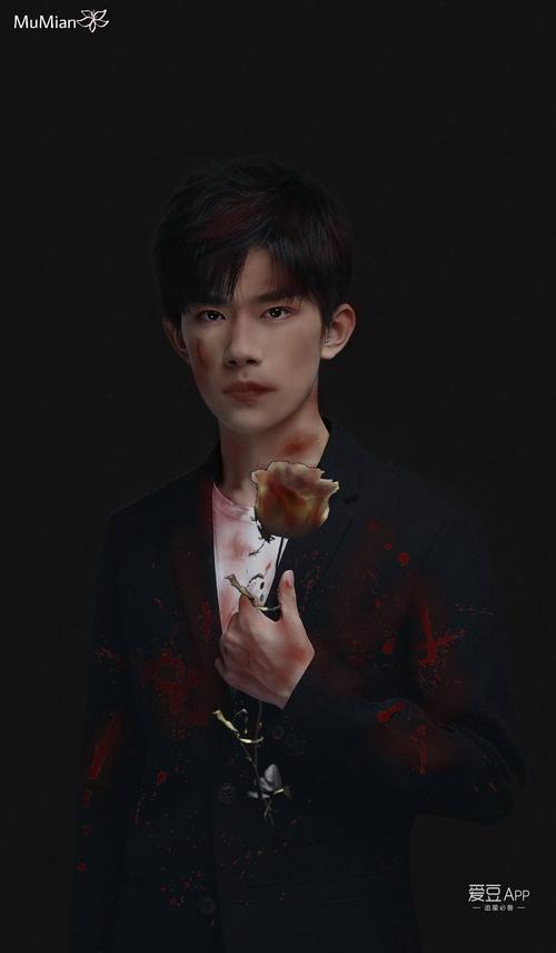 [易烊千玺][分享]180121 饭绘手拿萎谢玫瑰花一身血迹