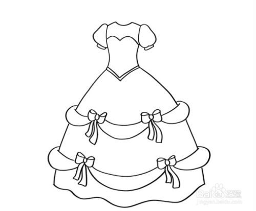 婚纱裙的简笔画教程