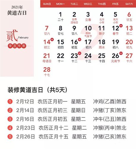 2021年最适合装修的黄道吉日,一起来看看吧