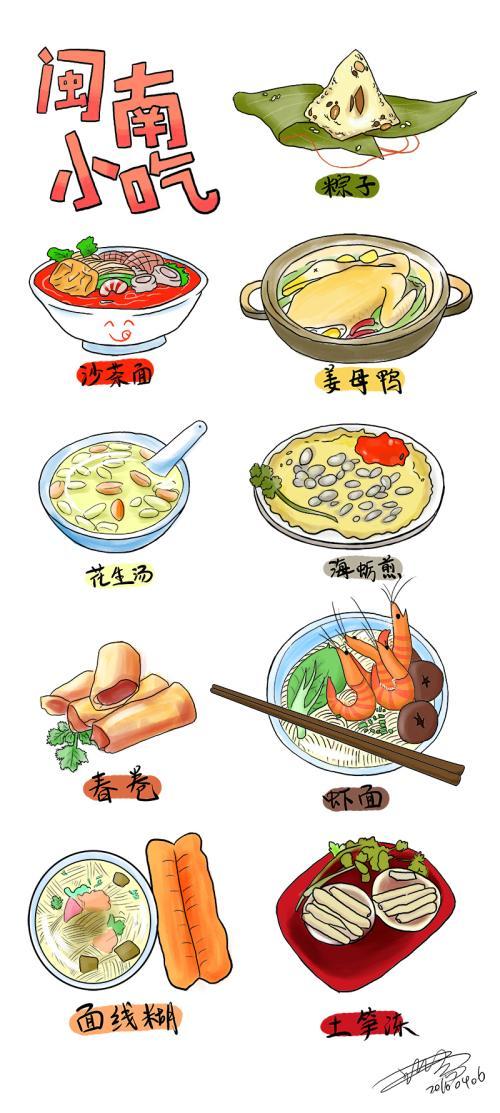 闽南小吃主题简笔画