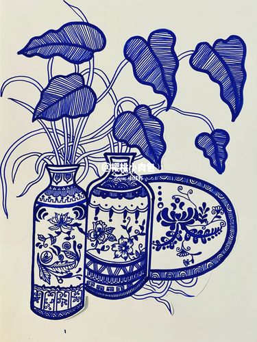 创意美术 儿童画 青花瓷_青花瓷_儿童画_创意美术_瓷器_人文_绘画