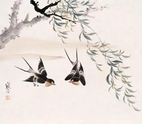 【国画花鸟】江寒汀笔下的燕子