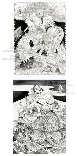 100张黑白鬼怪cg图片中国妖怪魔鬼百鬼夜行线稿游戏角色参考