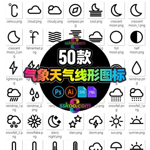 气象天气预报线形app界面ui图标icon标志插画设计素材