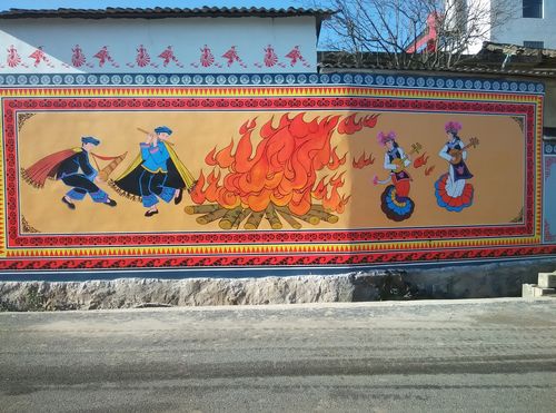 云南彝族文化彩绘云南彝族文化火把节彝族绘画彝族新.