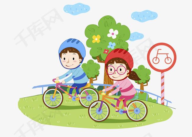 卡通骑车的情侣免抠图
