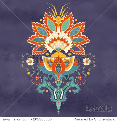 美丽的东方印度传统的花.无缝湿水彩背景.手绘.