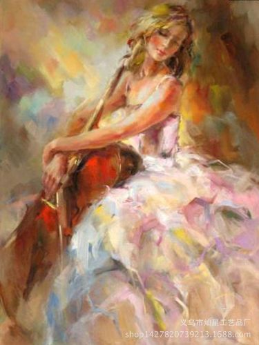 diy钻石画 魔方圆满钻十字绣大提琴美女