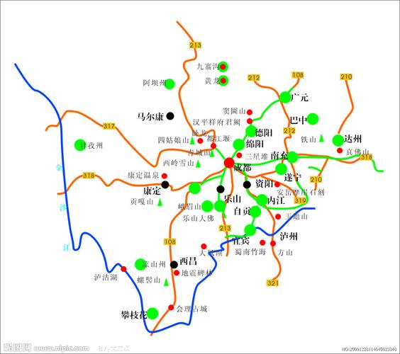 四川省旅游景点分布图图片