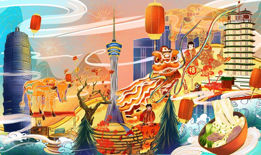河南 郑州—春节贺图|插画|商业插画|田lili - 原创