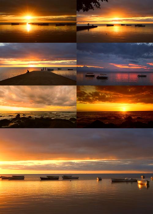 8组海上夕阳唯美背景