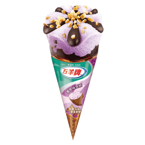 五羊甜筒雪糕脆皮筒香芋榴莲味冰淇淋菠萝奶茶巧克力冰激凌 3支 - 潮
