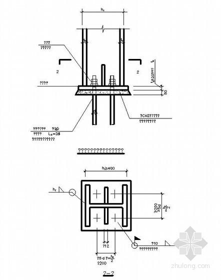 图纸包括:柱脚锚栓固定支架详图,箱形截面柱刚性柱脚构造,外露式柱脚