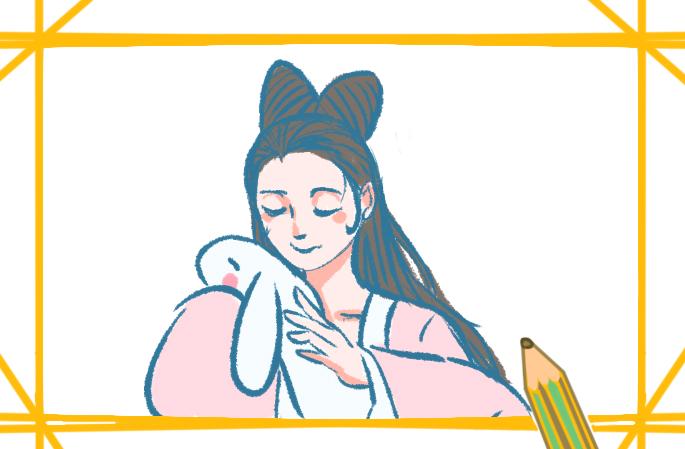 中秋节之美丽的嫦娥简笔画图片教程步骤