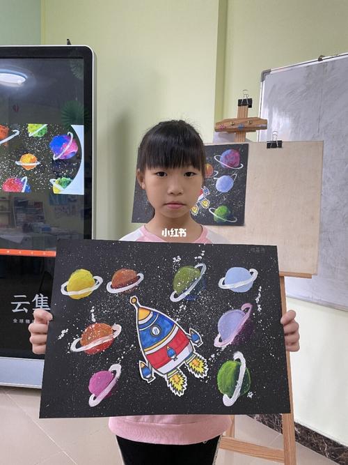 孩子的航天梦想|少儿美术_小朋友_美术_儿童画_星空_油画棒_创意儿童