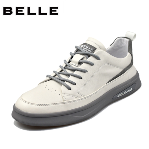 购客青年板鞋 牛皮韩版 百丽男鞋 2021春新款 潮流休闲百搭小白鞋 7c