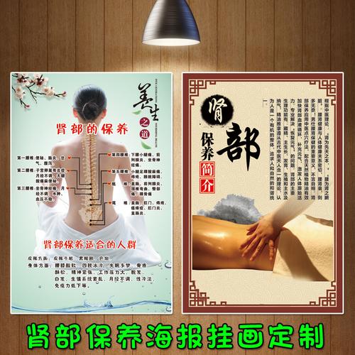 美容院中医养生肾部保养好处护理知识宣传画 pp背胶海报挂画定制