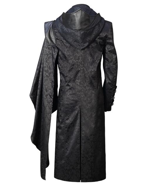 欧洲中世纪斗篷袖pu皮拼接连帽大衣舞台剧表演cos摄影写真服