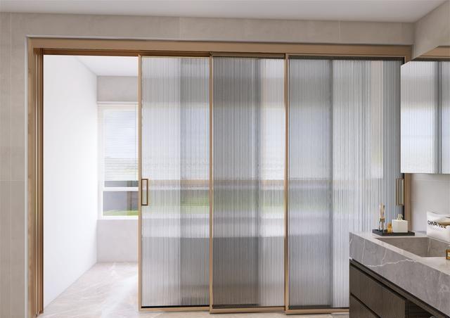 颜值超高的浴室推拉门全景门