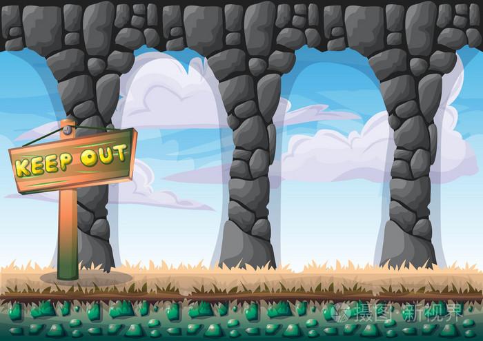 分离层为游戏和动画卡通矢量洞穴