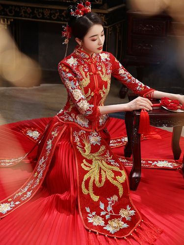 秀禾服女新娘2021新款秋中式结婚礼服龙凤褂秀和服婚纱中国风秀禾