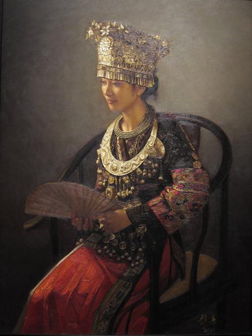 油画:盲女.银饰极富质感.盲人黯淡的眼神画的特别好.